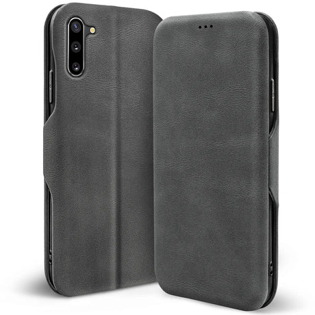 Robuste Klapphülle für Samsung Galaxy Note 10 mit Magnetverschluss in Grau