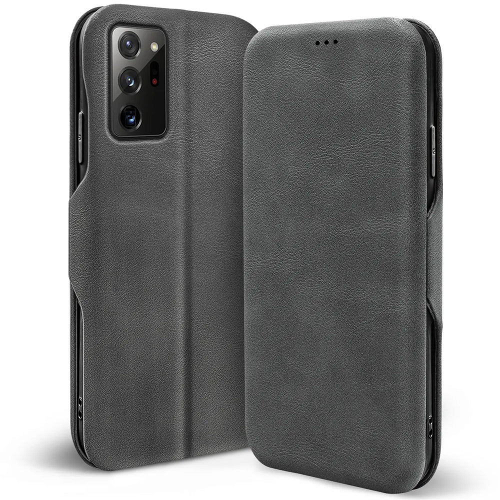 Robuste Klapphülle für Samsung Galaxy Note 20 Ultra mit Magnetverschluss in Grau