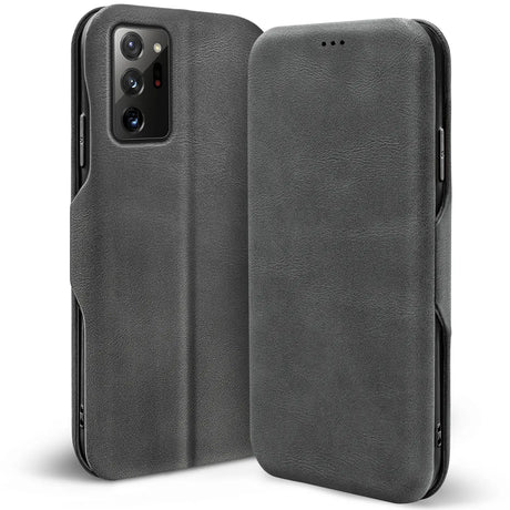 Robuste Klapphülle für Samsung Galaxy Note 20 Ultra mit Magnetverschluss in Grau