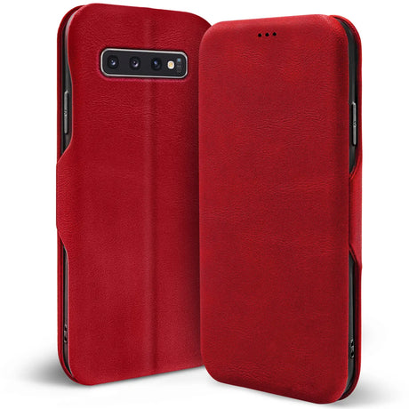 Robuste Klapphülle für Samsung Galaxy S10 mit Magnetverschluss in Rot