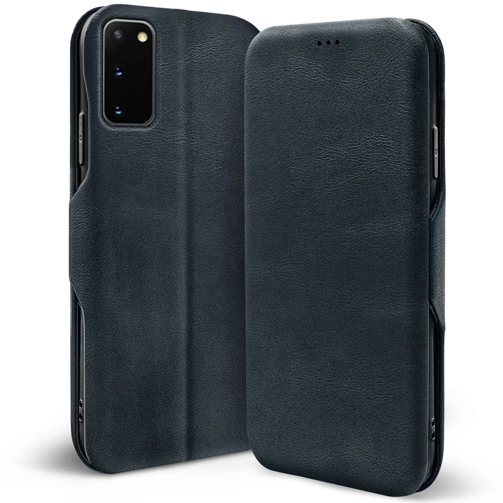 Robuste Klapphülle für Samsung Galaxy S20 mit Magnetverschluss in Blau