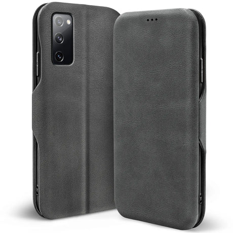 Robuste Klapphülle für Samsung Galaxy S20 FE mit Magnetverschluss in Grau