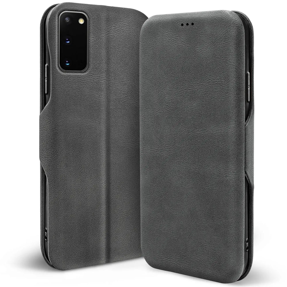 Robuste Klapphülle für Samsung Galaxy S20 mit Magnetverschluss in Grau