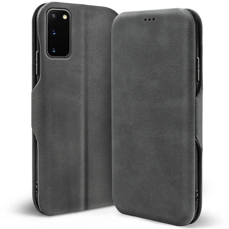 Robuste Klapphülle für Samsung Galaxy S20 mit Magnetverschluss in Grau