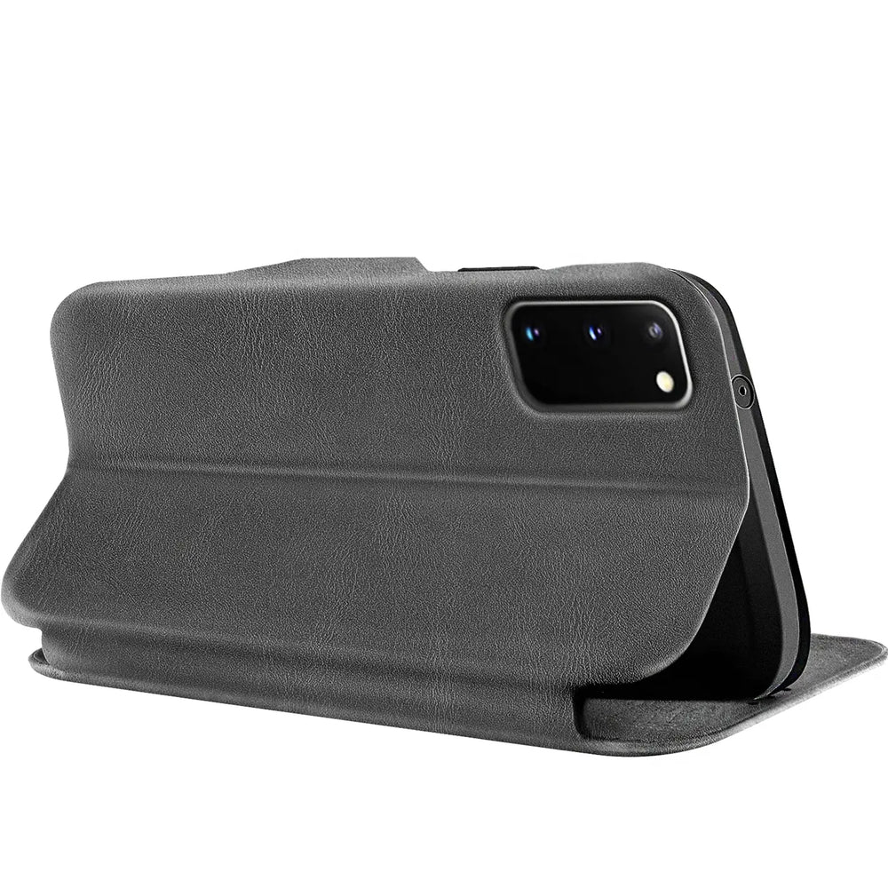 Robuste Klapphülle für Samsung Galaxy S20 mit Magnetverschluss in Grau