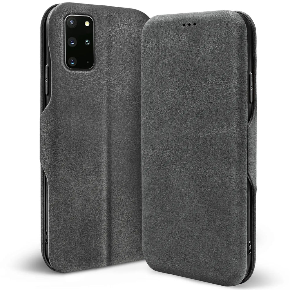Robuste Klapphülle für Samsung Galaxy S20 Plus mit Magnetverschluss in Grau