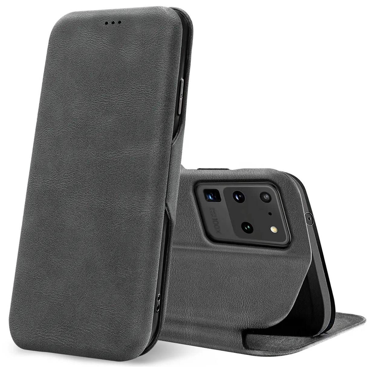Robuste Klapphülle für Samsung Galaxy S20 Ultra mit Magnetverschluss in Grau