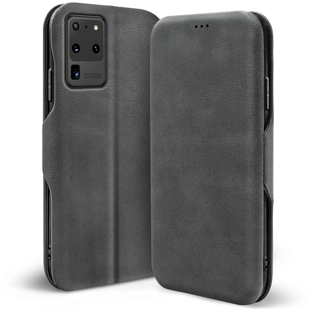 Robuste Klapphülle für Samsung Galaxy S20 Ultra mit Magnetverschluss in Grau