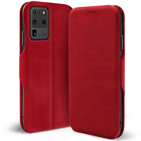 Robuste Klapphülle für Samsung Galaxy S20 Ultra mit Magnetverschluss in Rot