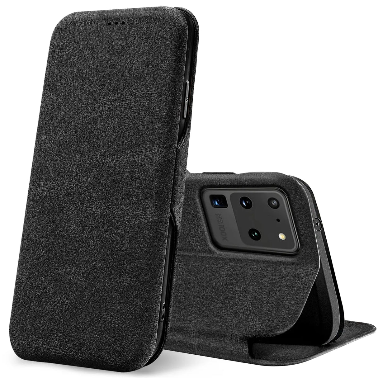 Robuste Klapphülle für Samsung Galaxy S20 Ultra mit Magnetverschluss in Schwarz