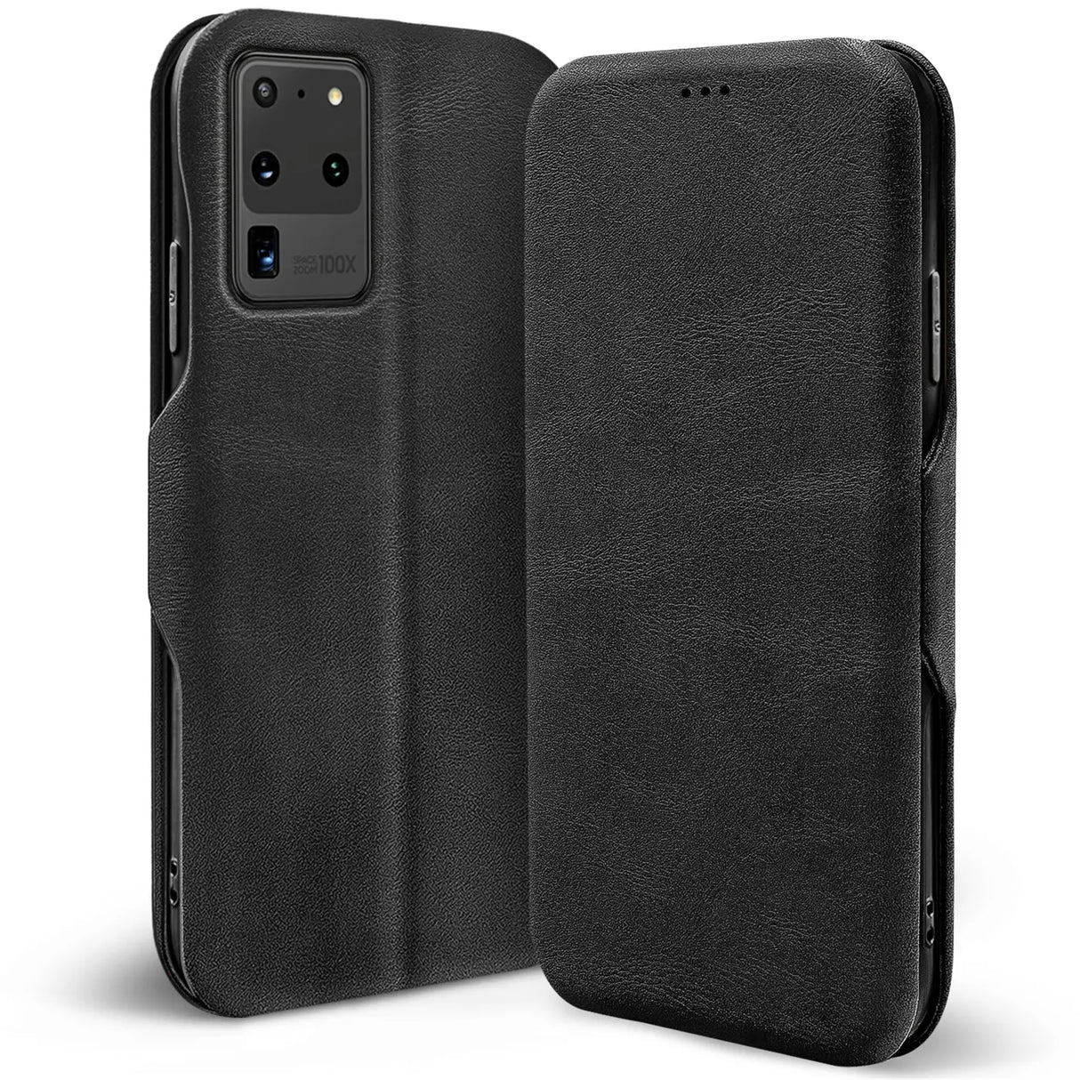 Robuste Klapphülle für Samsung Galaxy S20 Ultra mit Magnetverschluss in Schwarz