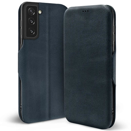 Robuste Klapphülle für Samsung Galaxy S21 mit Magnetverschluss in Blau