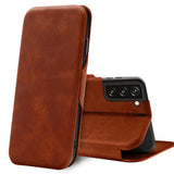 Robuste Klapphülle für Samsung Galaxy S21 mit Magnetverschluss in Braun