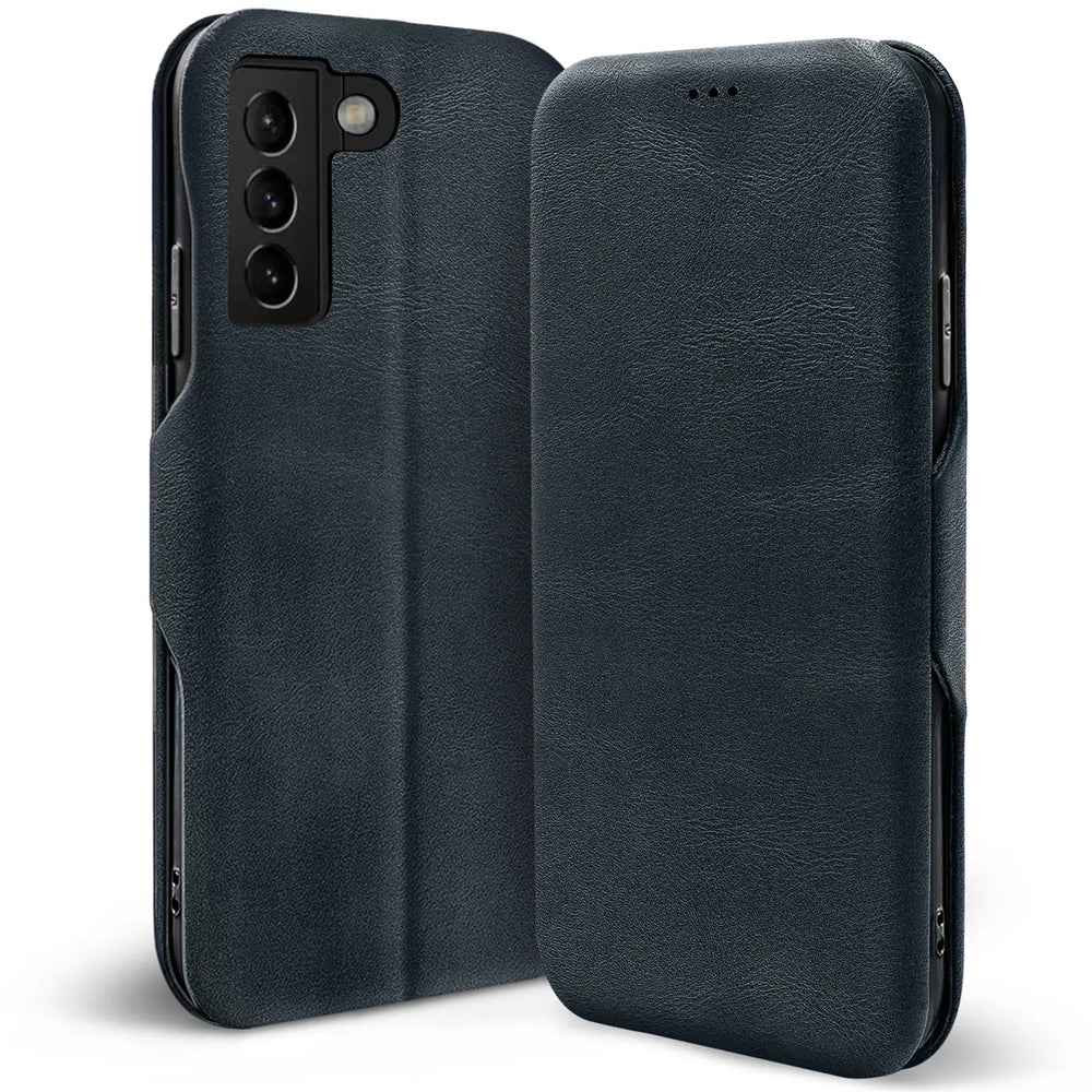 Robuste Klapphülle für Samsung Galaxy S21 FE mit Magnetverschluss in Blau