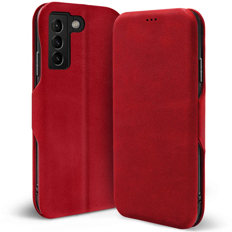 Robuste Klapphülle für Samsung Galaxy S21 FE mit Magnetverschluss in Rot