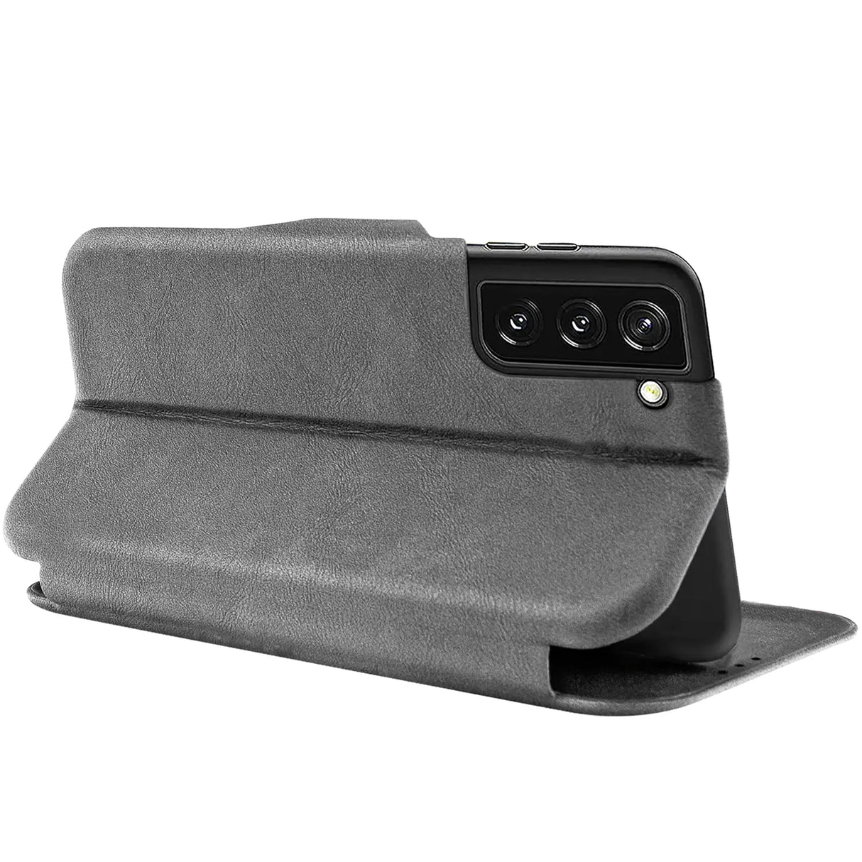 Robuste Klapphülle für Samsung Galaxy S21 mit Magnetverschluss in Grau