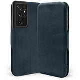 Robuste Klapphülle für Samsung Galaxy S21 Ultra mit Magnetverschluss in Blau