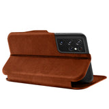 Robuste Klapphülle für Samsung Galaxy S21 Ultra mit Magnetverschluss in Braun