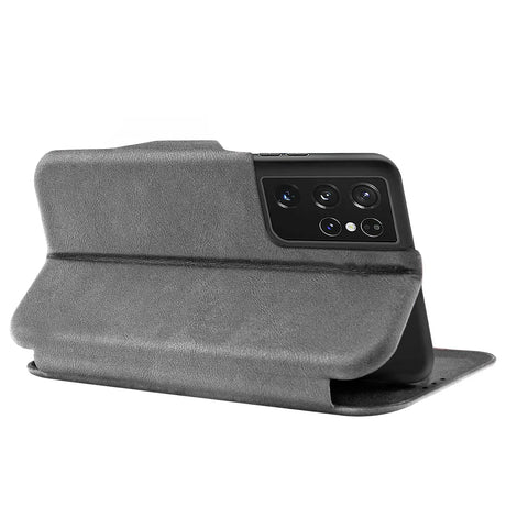 Robuste Klapphülle für Samsung Galaxy S21 Ultra mit Magnetverschluss in Grau