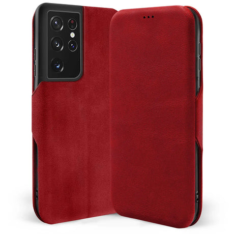 Robuste Klapphülle für Samsung Galaxy S21 Ultra mit Magnetverschluss in Rot