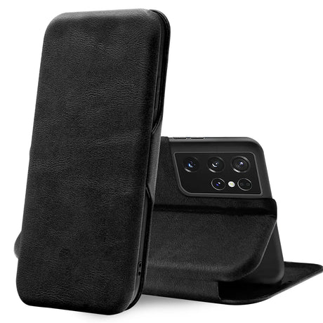 Robuste Klapphülle für Samsung Galaxy S21 Ultra mit Magnetverschluss in Schwarz