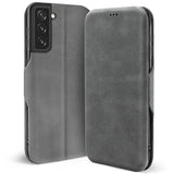 Robuste Klapphülle für Samsung Galaxy S22 mit Magnetverschluss in Grau