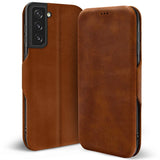 Robuste Klapphülle für Samsung Galaxy S22 Plus mit Magnetverschluss in Braun