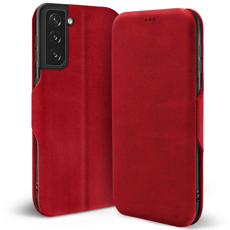 Robuste Klapphülle für Samsung Galaxy S22 mit Magnetverschluss in Rot