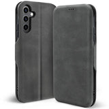 Robuste Klapphülle für Samsung Galaxy S24 FE mit Magnetverschluss in Grau