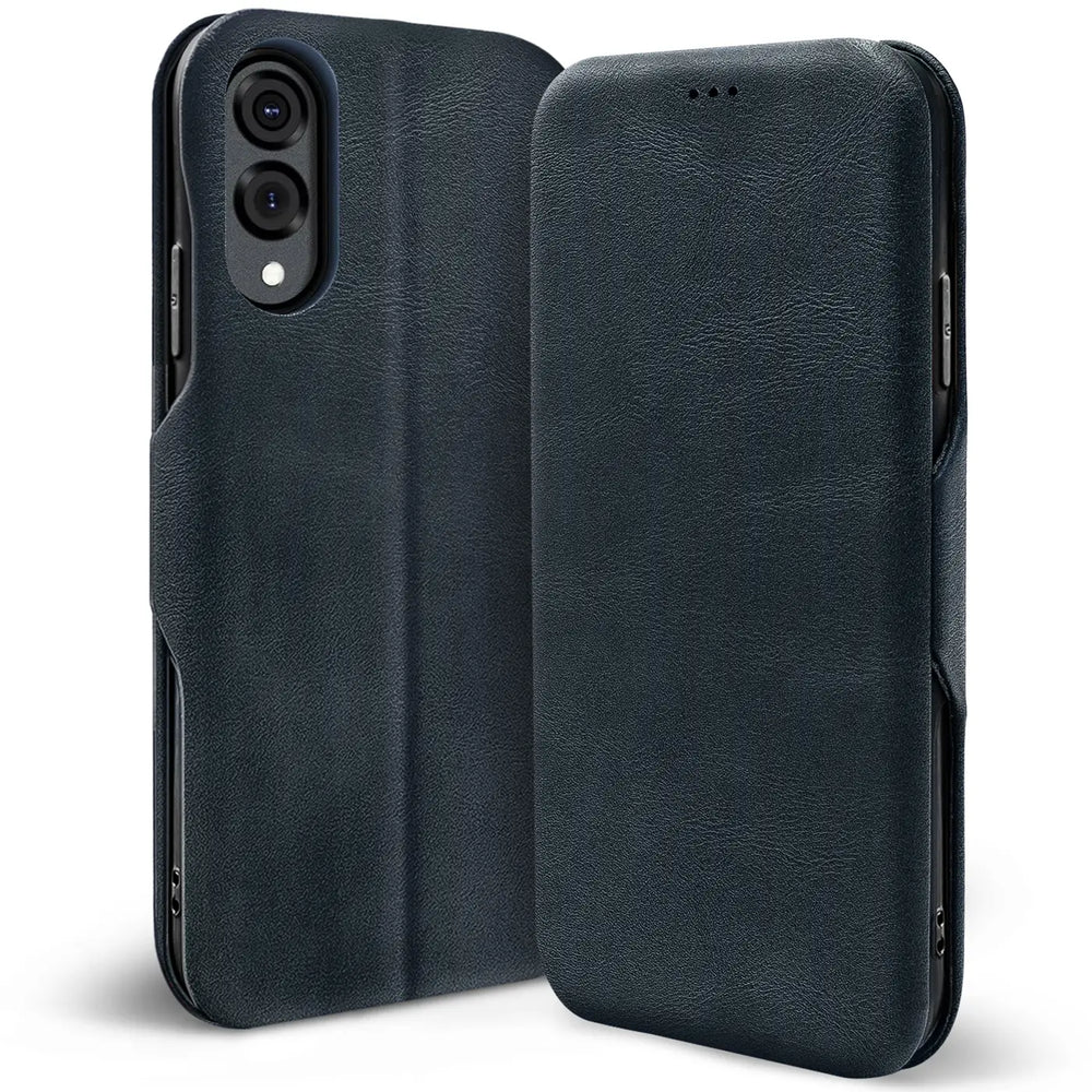 Robuste Klapphülle für Samsung Galaxy S25 Edge mit Magnetverschluss in Blau