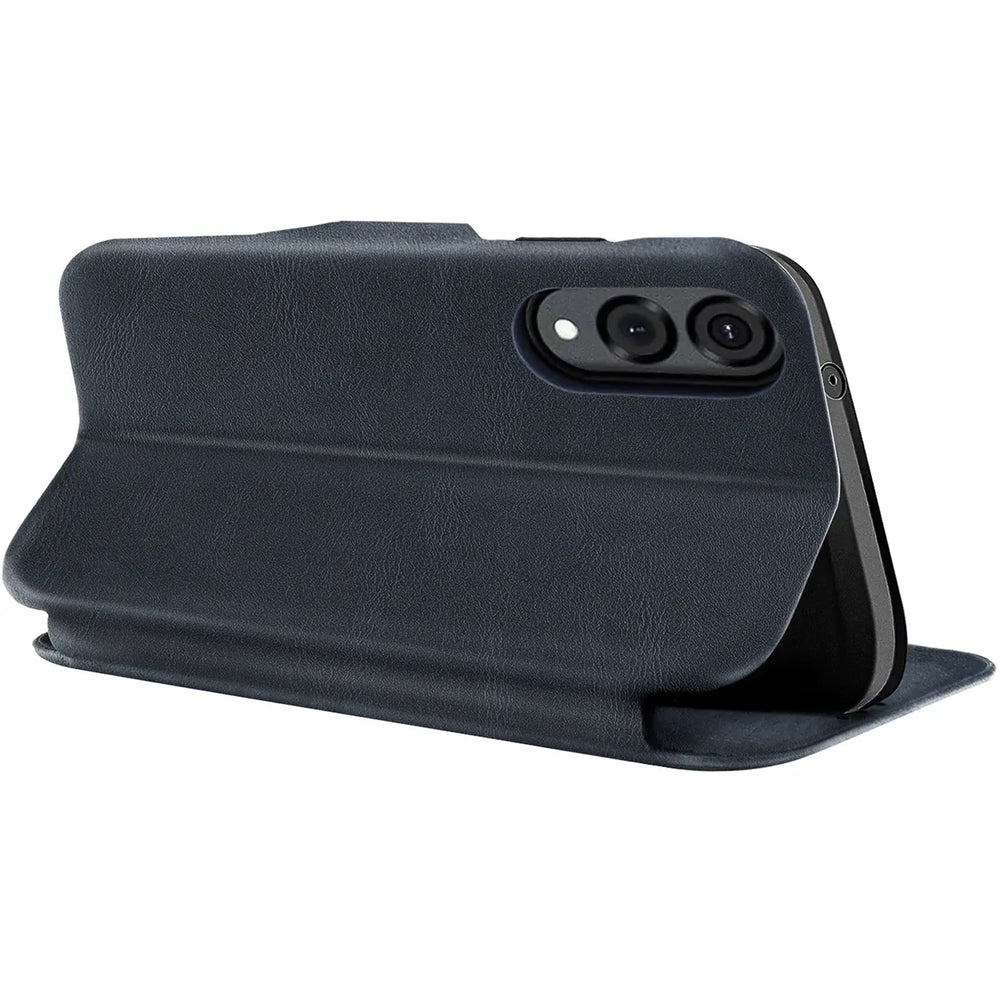 Robuste Klapphülle für Samsung Galaxy S25 Edge mit Magnetverschluss in Blau