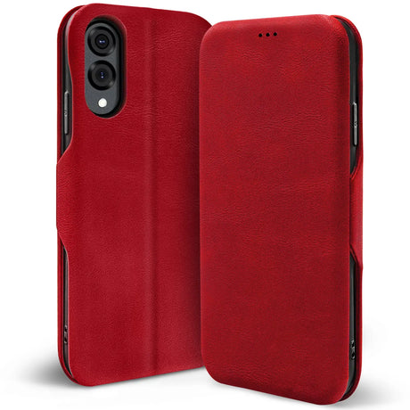 Robuste Klapphülle für Samsung Galaxy S25 Edge mit Magnetverschluss in Rot