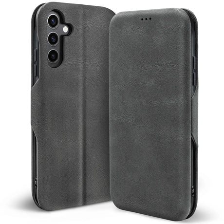 Robuste Klapphülle für Samsung Galaxy S25 mit Magnetverschluss in Grau