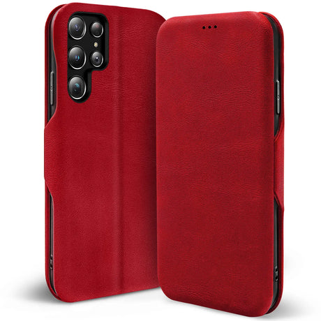 Robuste Klapphülle für Samsung Galaxy S25 Ultra mit Magnetverschluss in Rot