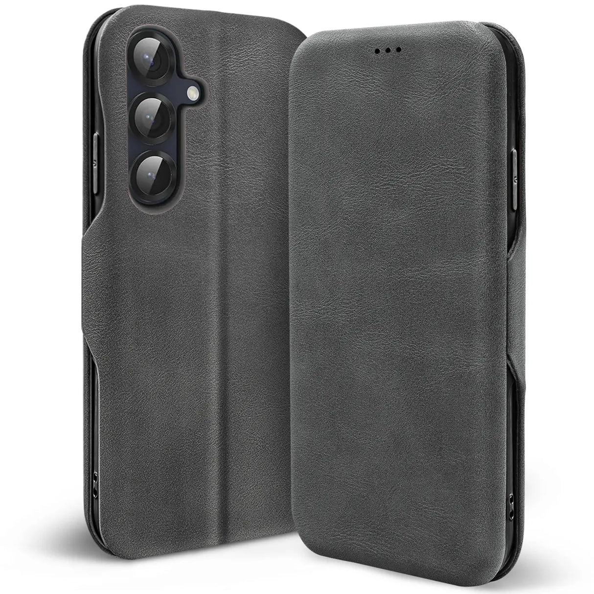 Robuste Klapphülle für Samsung Galaxy S26 Plus mit Magnetverschluss in Grau