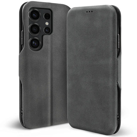 Robuste Klapphülle für Samsung Galaxy S26 Ultra mit Magnetverschluss in Grau