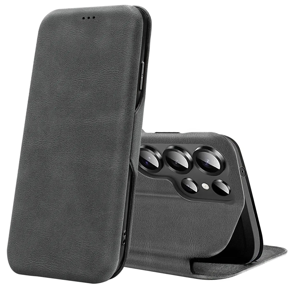 Robuste Klapphülle für Samsung Galaxy S26 Ultra mit Magnetverschluss in Grau