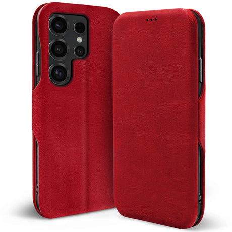 Robuste Klapphülle für Samsung Galaxy S26 Ultra mit Magnetverschluss in Rot