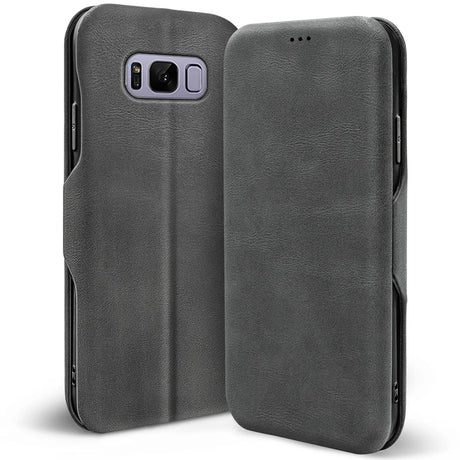 Robuste Klapphülle für Samsung Galaxy S8 mit Magnetverschluss in Grau