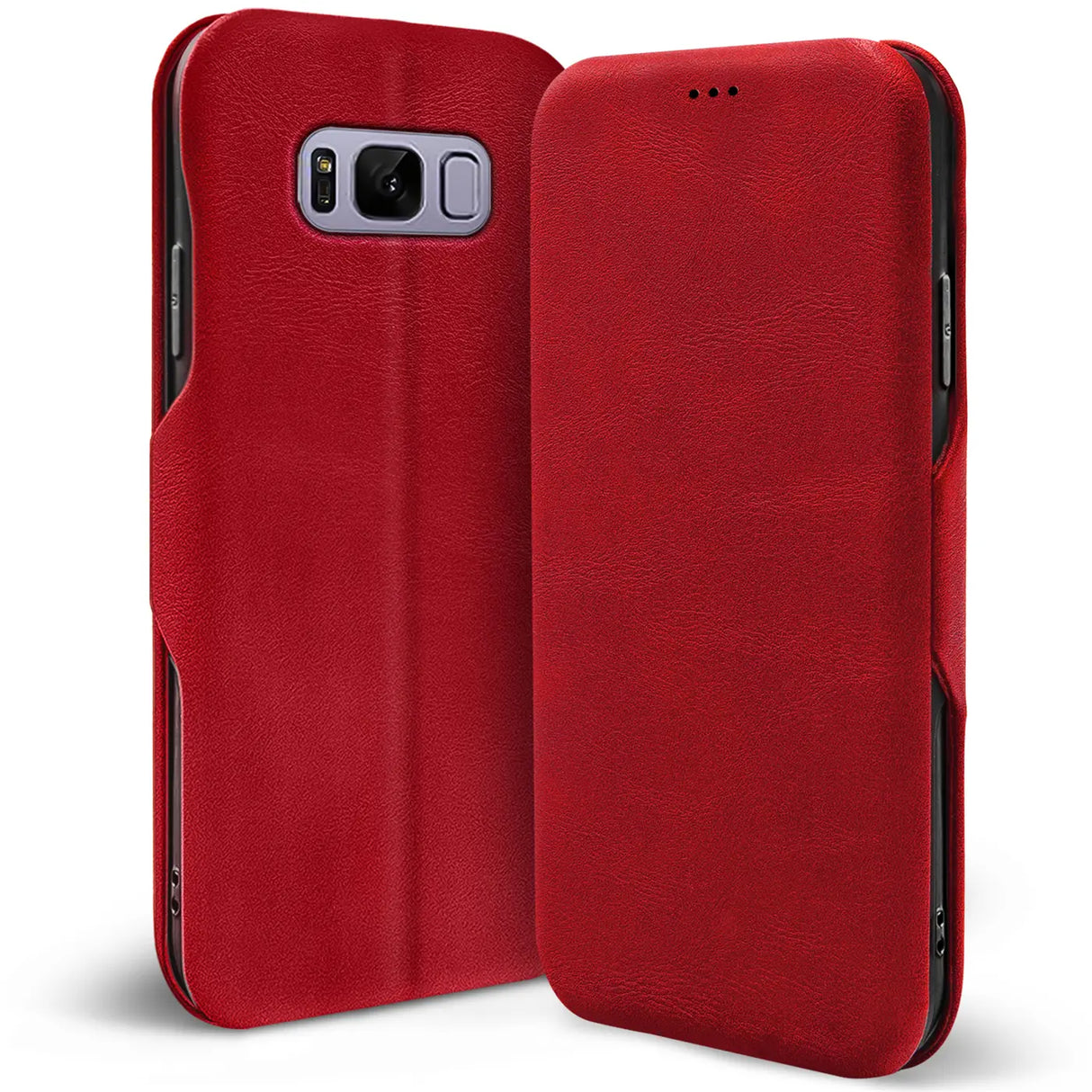 Robuste Klapphülle für Samsung Galaxy S8 Plus mit Magnetverschluss in Rot