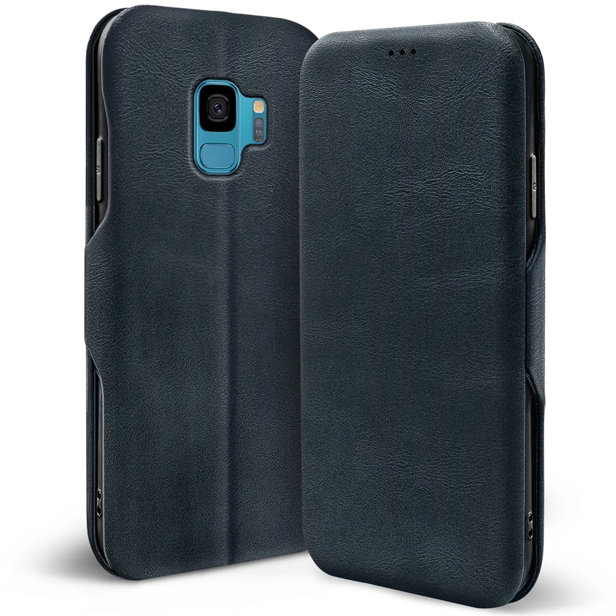 Robuste Klapphülle für Samsung Galaxy S9 mit Magnetverschluss in Blau