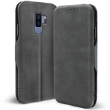 Robuste Klapphülle für Samsung Galaxy S9 Plus mit Magnetverschluss in Grau