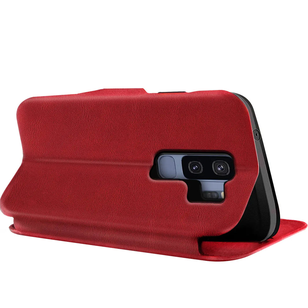 Robuste Klapphülle für Samsung Galaxy S9 Plus mit Magnetverschluss in Rot
