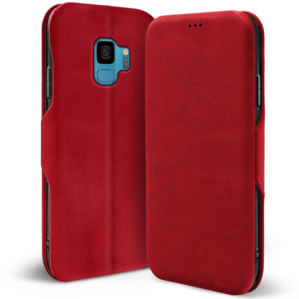 Robuste Klapphülle für Samsung Galaxy S9 mit Magnetverschluss in Rot