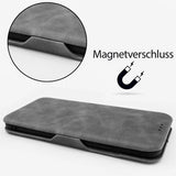Robuste Klapphülle für Samsung Galaxy S9 Plus mit Magnetverschluss in Grau