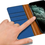 iPhone 11 Pro Klapphülle im Jeanslook mit Karten- und Geldfach