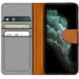 iPhone 11 Pro Max Klapphülle im Jeanslook mit Karten- und Geldfach