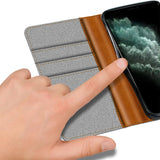 iPhone 11 Pro Max Klapphülle im Jeanslook mit Karten- und Geldfach