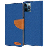 iPhone 12 / 12 Pro Klapphülle im Jeanslook mit Karten- und Geldfach