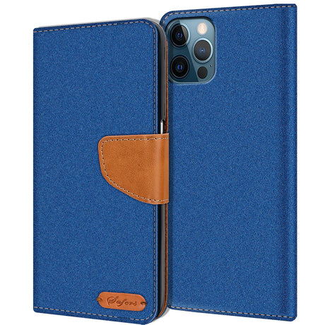 iPhone 12 / 12 Pro Klapphülle im Jeanslook mit Karten- und Geldfach